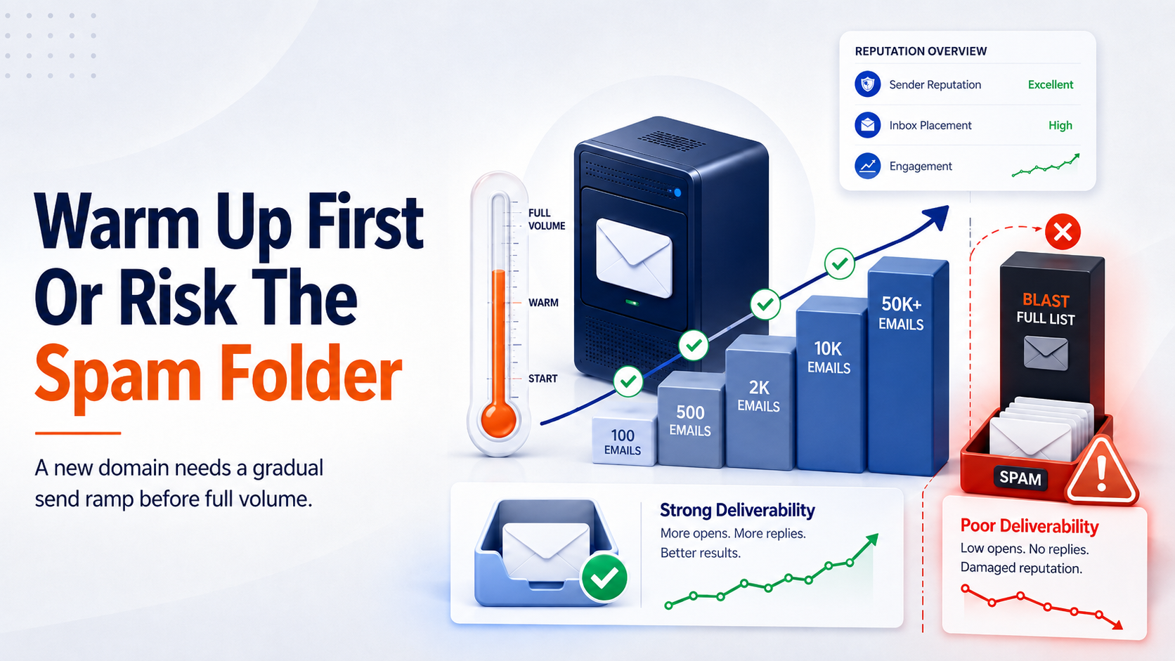 Focus on IP warmup first to protect your eamil deliverablity and sender reputation